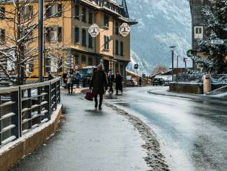 Das Dorf Lauterbrunnen im Winter.